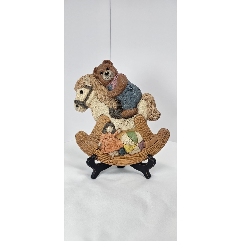 Vintage Frankies Designs 1986 Teddy Bear Rocking Horse Wall Decor Nursery‎